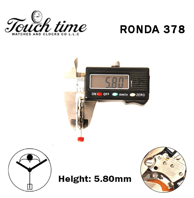 RONDA 378 سويسري ساعة حركة - 3 عقارب - أزرق قرص عند 6 - Moon Phase - الارتفاع: 5.80mm. thumbnail 3