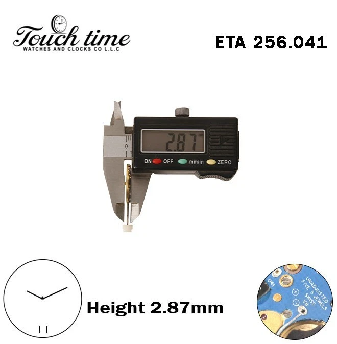 ETA 256.041-Quartz Movement-Blue Circuit-Black Disk At 6-Height:2.87mm-2 Hands. thumbnail 3