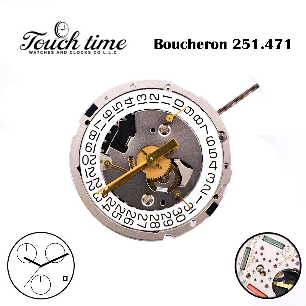 ETA 251.471 (Boucheron Finish) Swiss Movement, Chronograph, White Disk at 4 . thumbnail 2