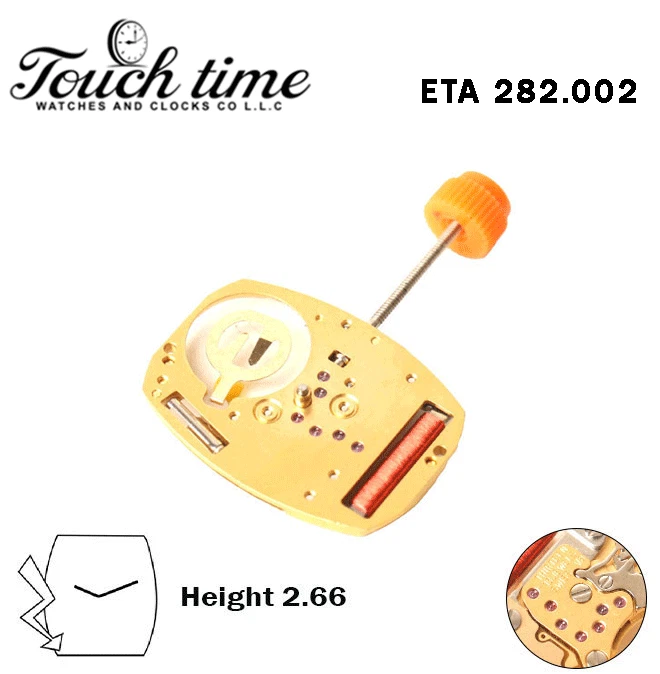ETA 282.002 - سويسري صناعة حركة - Without قرص - 2 عقارب - مع Stem - H: 2.66mm. thumbnail 2