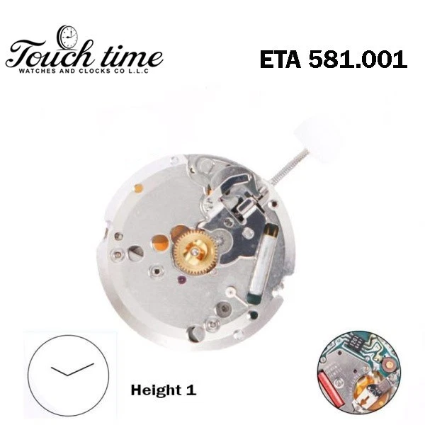 ETA 581.001 Swiss Made Movement-Height: 1- With Small Sec at 6 -7 Jewels thumbnail 2