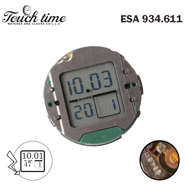 ESA 934.611 Swiss Quartz LCD Watch Movement-0 Jewels-Digital Movement. thumbnail 2