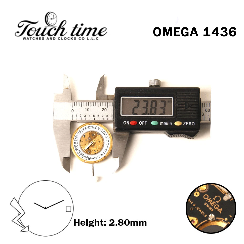 OMEGA 1436 Swiss Watch Movement-2 Hands-White Disk At 3-Height:2.80mm. thumbnail 4