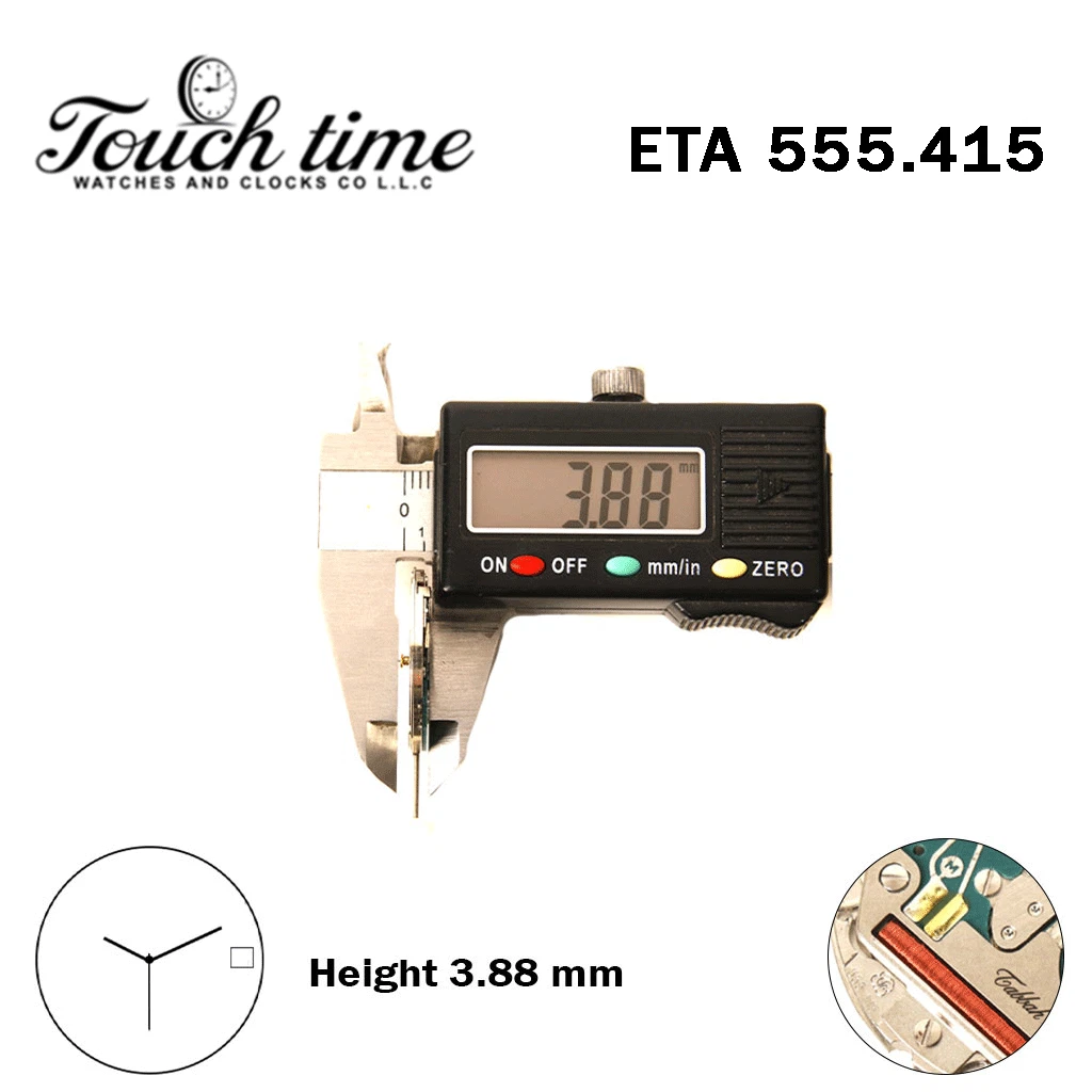 ETA 555.415-TABBAH -Swiss Made Movement-White Disk At 3 -3 Hands-H:3.88mm. thumbnail 3