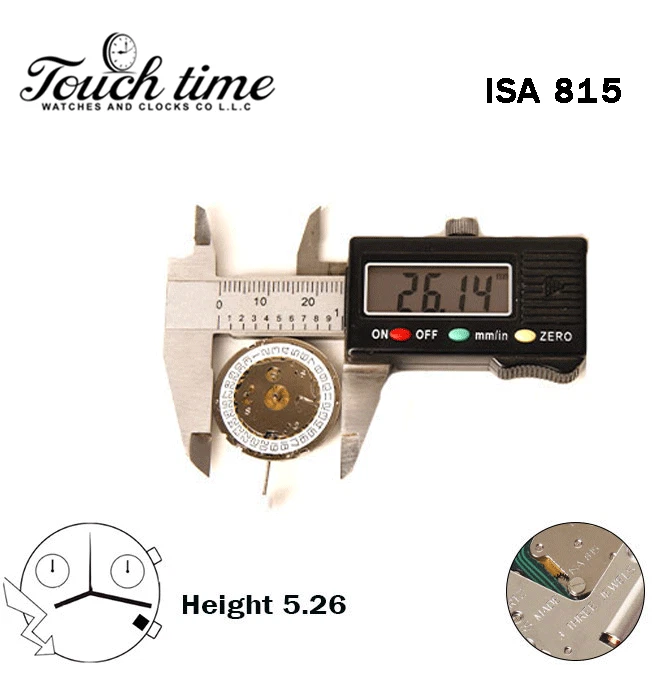 ISA 815 Swiss Quartz Movement-Chronograph-Height:5.26mm-White Disk At 4-3 Hands. thumbnail 4