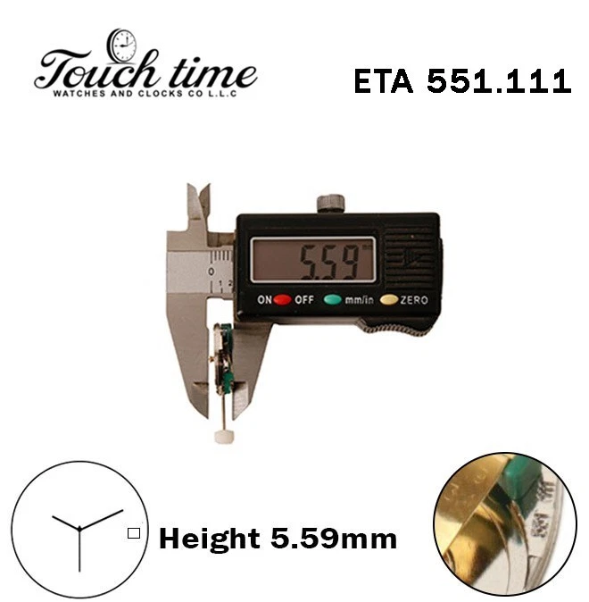 ETA 551.111 Swiss Movement -White Disk At 3 -Height:5.59mm -3 Hands. thumbnail 3