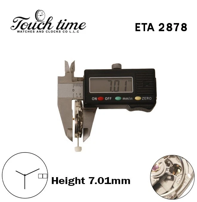 ETA 2878-Swiss Quartz Movement-White Date& EN/AR Day Disk At 3-Height:7.01mm-3 Hands. thumbnail 3