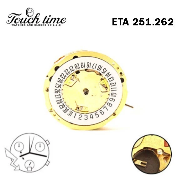 ETA 251.262-GUCCI-Swiss Quartz Movement-Chronograph-White Date Disk At 6-6 Hands thumbnail 4