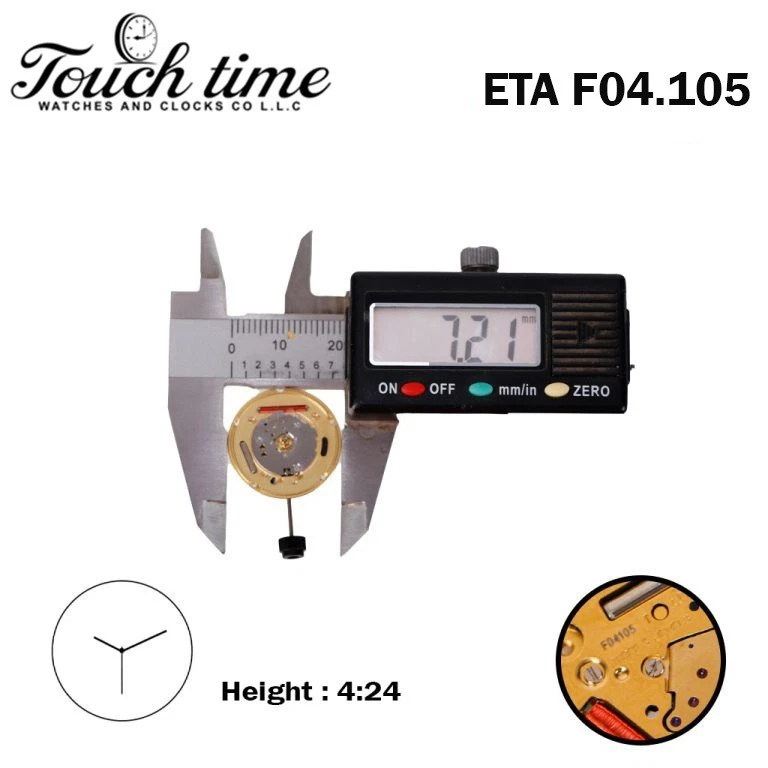 ETA F04.105 Swiss Watch Movement-3 Hands-3 Jewels- Without Disk- Height:4.24mm. thumbnail 4