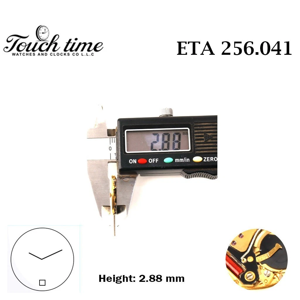 ETA 256.041 Swiss Made Watch Movement-2 Hands- Black Date Disk At 6- Height:2.88mm . thumbnail 3