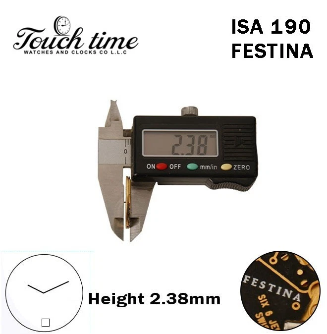ISA 190 FESTINA-Quartz Movement-H:2.38mm-White Disk At 6-Without Stem &Hourwheel thumbnail 3