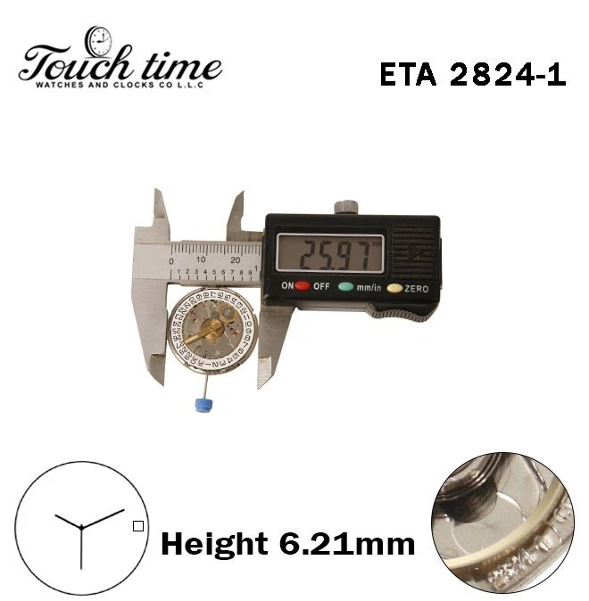 ETA 2824-1-RADO-Swiss Movement-White Date Disk At 3-H:6.21mm-3 Hands thumbnail 4