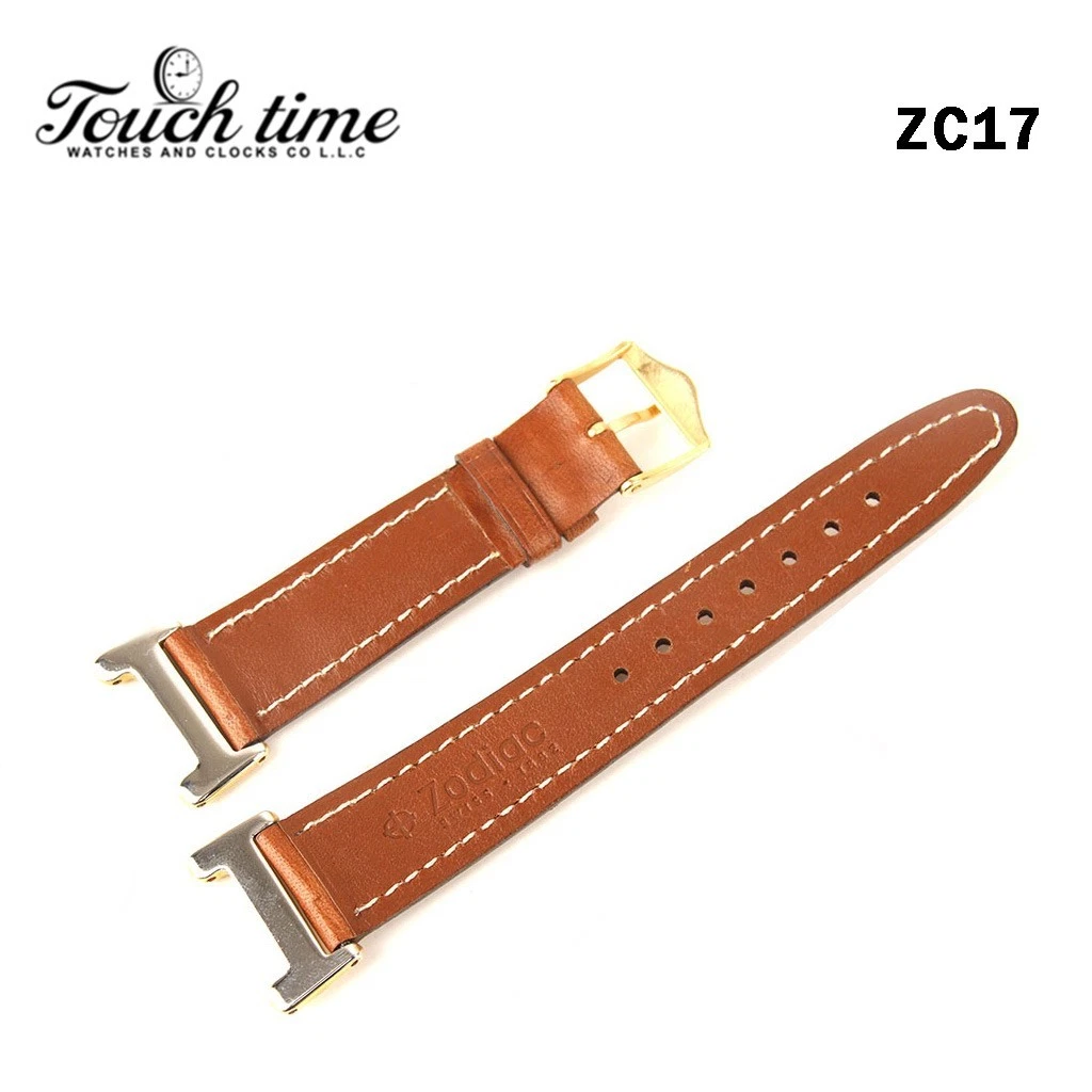 Genuine Zodiac Leather -Size:16mm-Brown Strap-Stainless steel Buckle Zodiac#ZC17 thumbnail 3