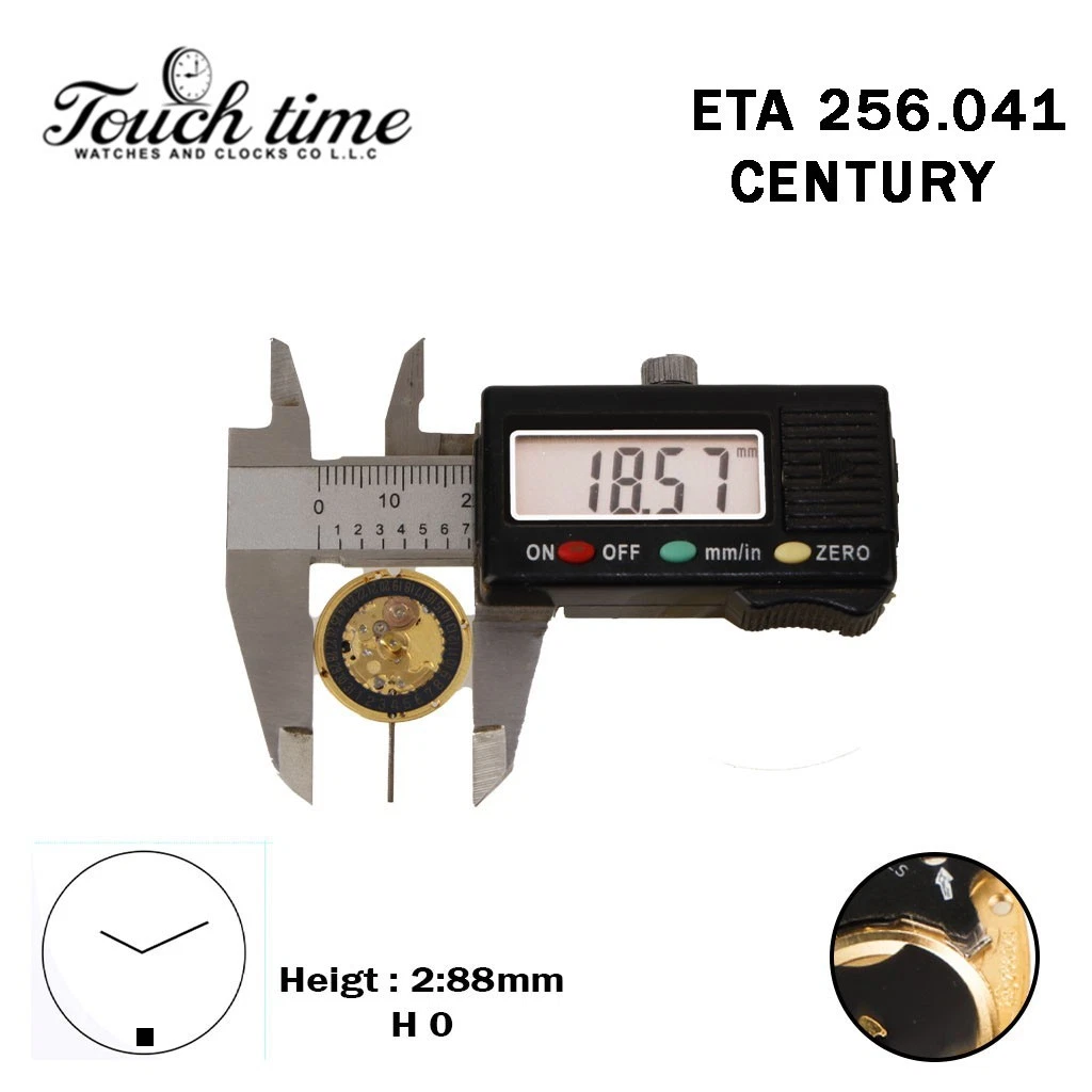 ETA 256.041-Quartz Movement-Century-Black Disk At 6-Height:2.88mm-2 Hands thumbnail 3