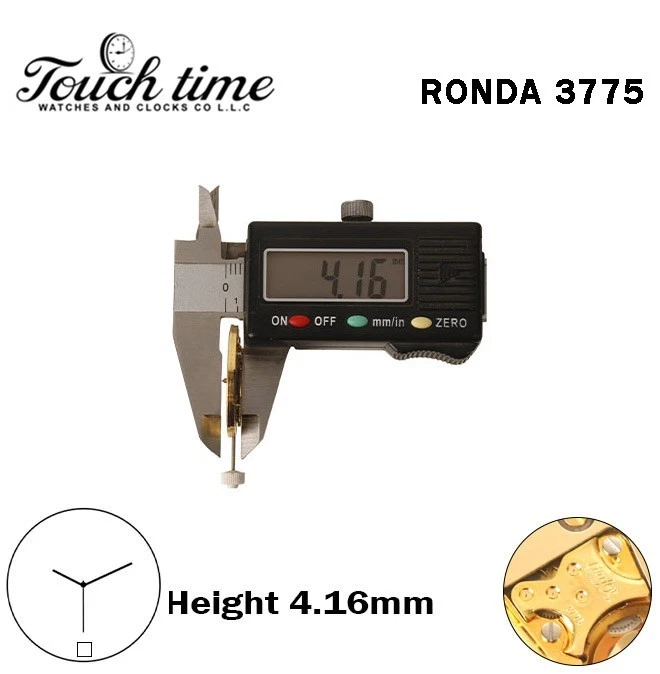RONDA 3775 - Harley - حركة سويسرية - 3 عقارب - ذهبي قرص عند 6 - H: 4.16mm - ذهبي Circuit. thumbnail 3