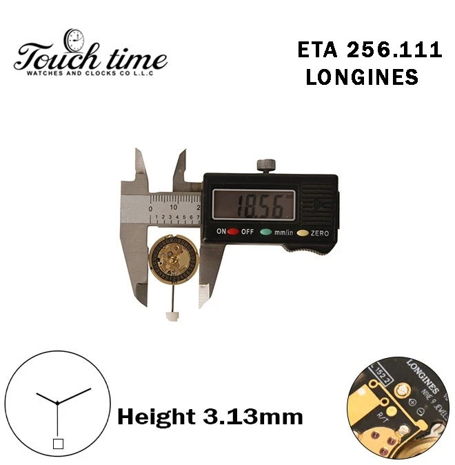 ETA 256.111 - LONGINES - حركة كوارتز - أسود قرص عند 6 - ذهبي رقم - H: 3.13mm - 3 عقارب. thumbnail 4