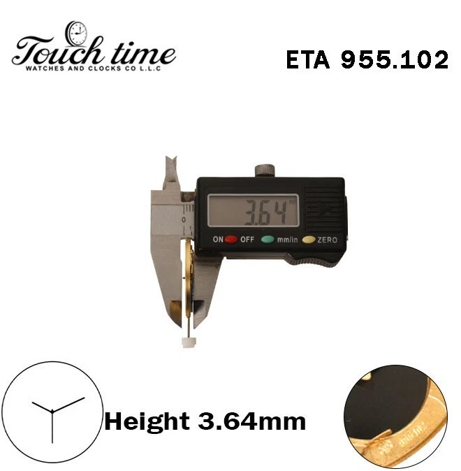 ETA 955.102 -Swiss Made Quartz Movement-Height:3.64mm-Without Disk-3 Hands. thumbnail 3