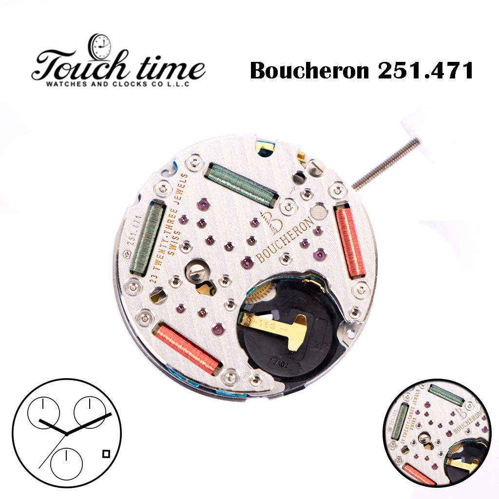 ETA 251.471 (Boucheron Finish) Swiss Movement, Chronograph, White Disk at 4 .