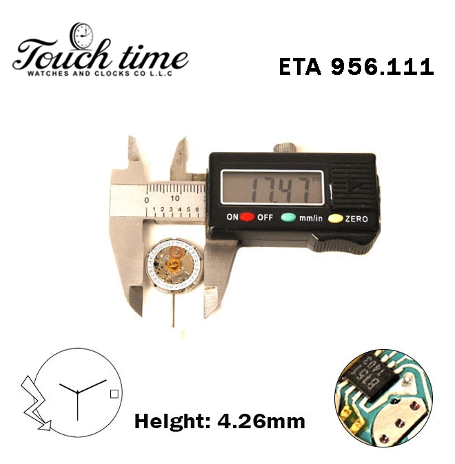 ETA 956.111 - Certina - حركة كوارتز سويسرية - H: 4.26mm - أبيض قرص عند 3-3 عقارب. thumbnail 4
