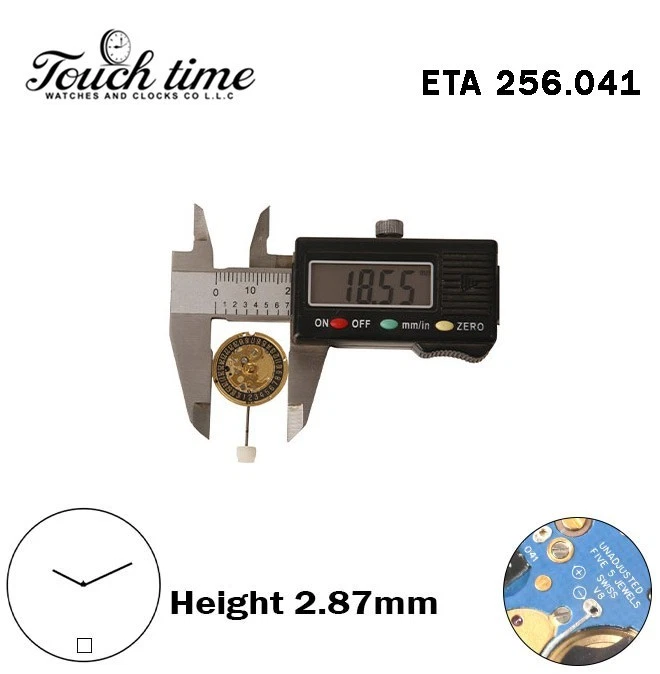 ETA 256.041-Quartz Movement-Blue Circuit-Black Disk At 6-Height:2.87mm-2 Hands. thumbnail 4