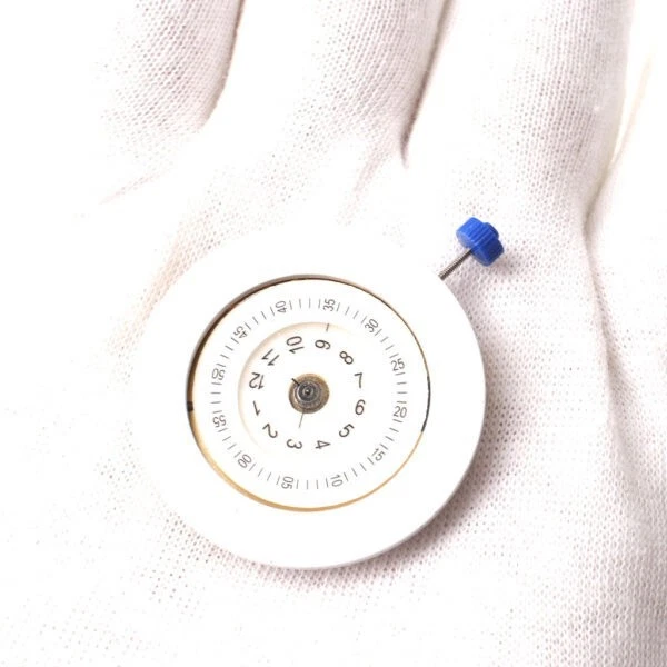 Ronda 5001 Swiss Made Watch Movement-Gold Plated- White Date Disk at 3-Used. thumbnail 2