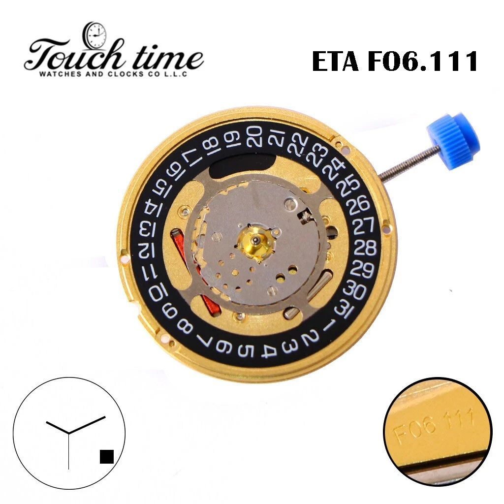 ETA F06.111 Swiss Made Quartz Movement, Black Date Disk at 4, Height 3 (4.48mm). thumbnail 3