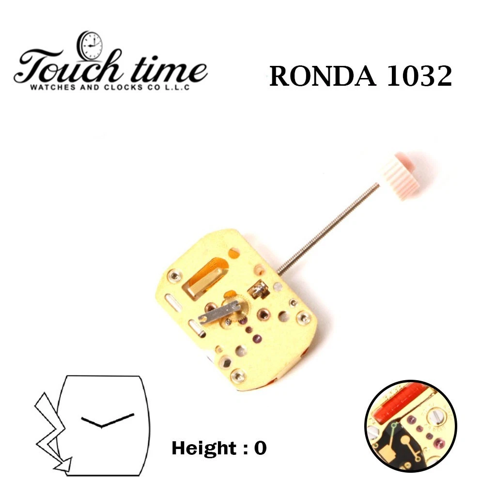 RONDA 1032 Swiss Made Watch Movement- Without Disk- Height:0- 2 Hands. thumbnail 2