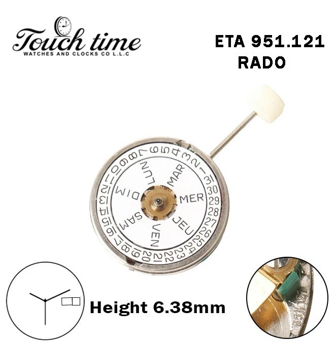 ETA 951.121-RADO-Swiss Movement-White Date& French Day Disk At 3-H:6.38mm-3 Hands. thumbnail 2