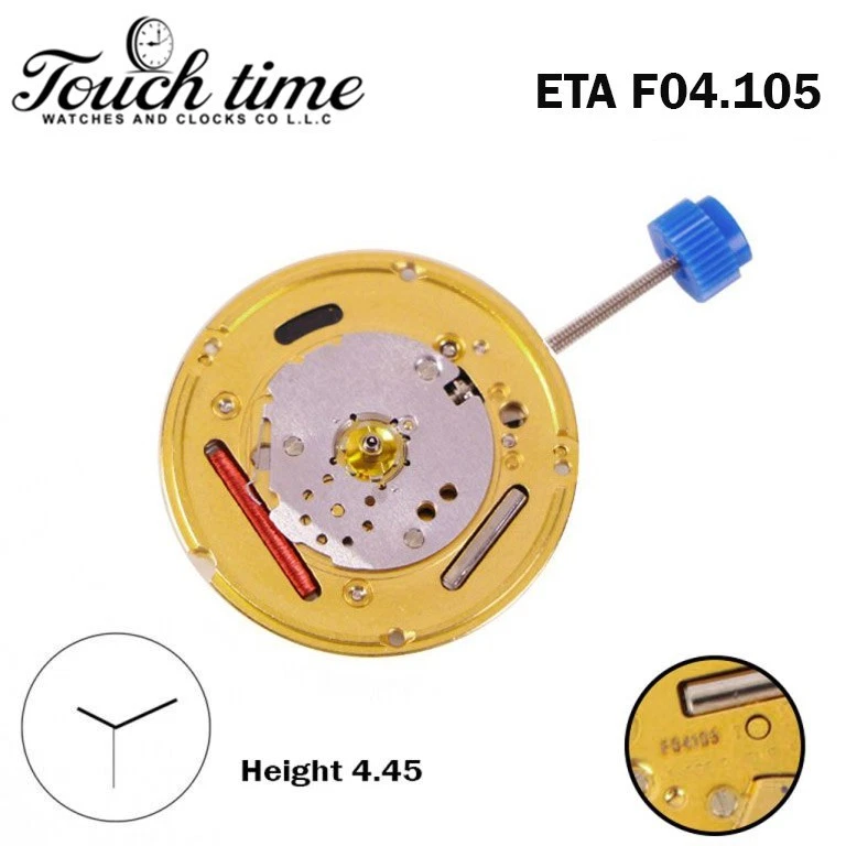 ETA F04.105 Swiss Watch Movement-3 Hands-3 Jewels- Without Disk- Height:4.45mm. thumbnail 2