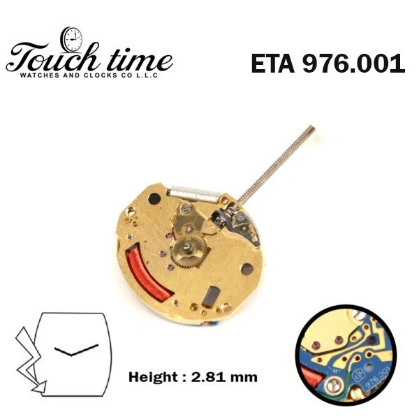 ETA 976.001 Swiss Watch Movement-without Disk- 2 Hands-Blue Circuit-H:2.81mm. thumbnail 2