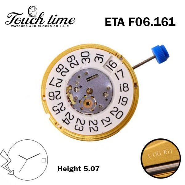 ETA F06.161 Swiss Made Watch Movement-3Hands- White Date Disk At 3-H:5.07. thumbnail 2