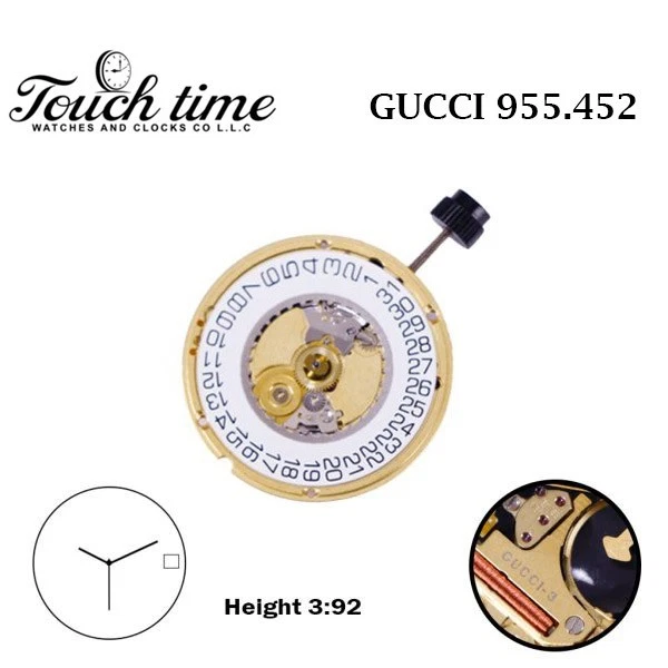ETA 955.452 GUCCI-1 Swiss Watch Movement-White Date Disk at 3-3 Hands-7 Jewels. thumbnail 2
