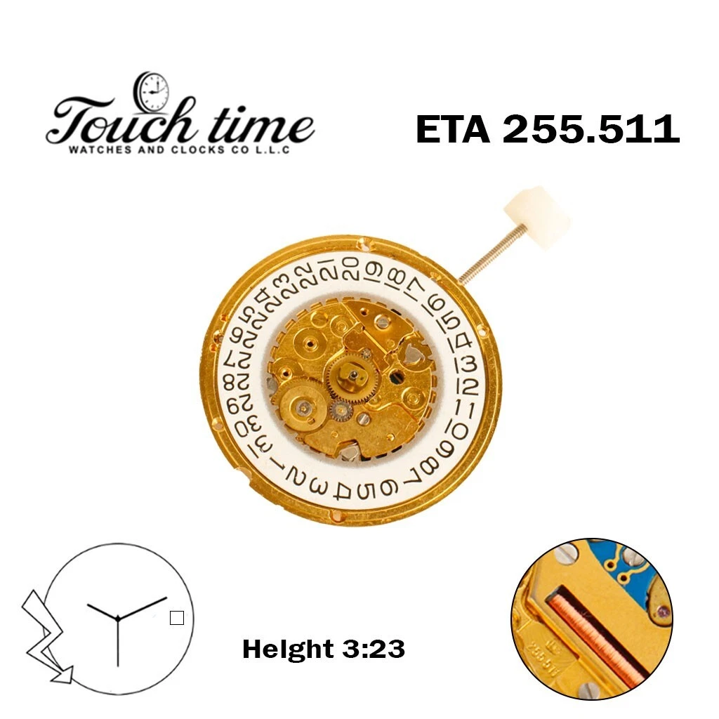 ETA 255.511 Swiss Made Quartz Movement, White Date Disk At 3 , 3 Hands. thumbnail 2