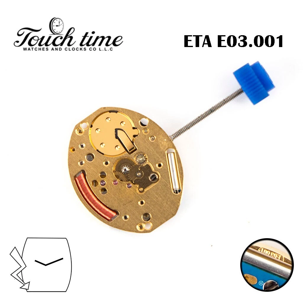ETA E03.001 Swiss Quartz Movement, Gold color, Without Hour Wheel, 2 Hand. thumbnail 2
