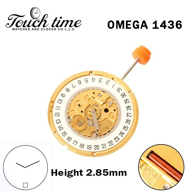 OMEGA 1436 Swiss Watch Movement-2 Hands-White Disk At 6-Height:2.85mm. thumbnail 2