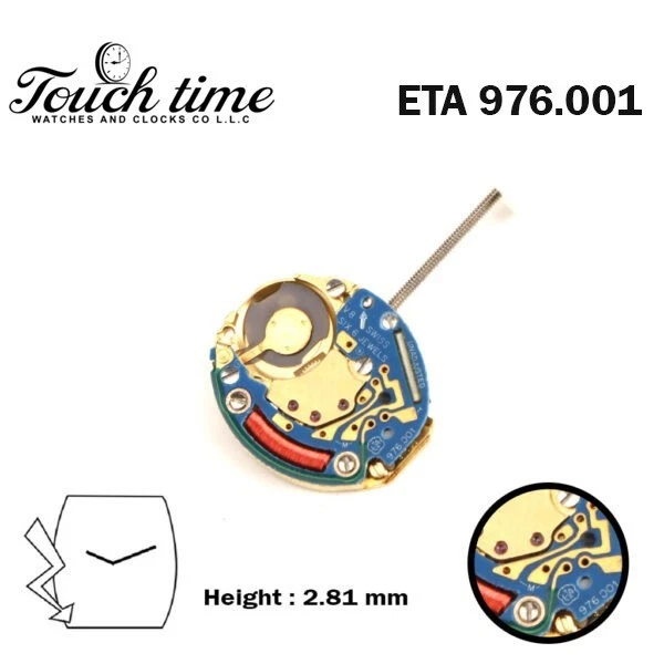 ETA 976.001 Swiss Watch Movement-without Disk- 2 Hands-Blue Circuit-H:2.81mm.