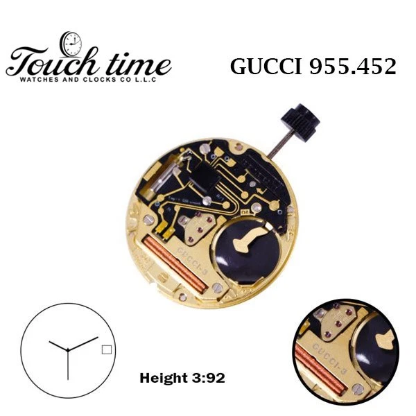 ETA 955.452 GUCCI-3 Swiss Watch Movement-3Hands- White Date Disk at 3-H:3.92.
