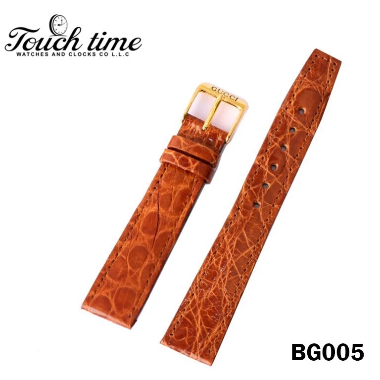 GUCCI Swiss Leather Band-17mm Camel Strep-With 14mm Gucci Buckle #BG005.