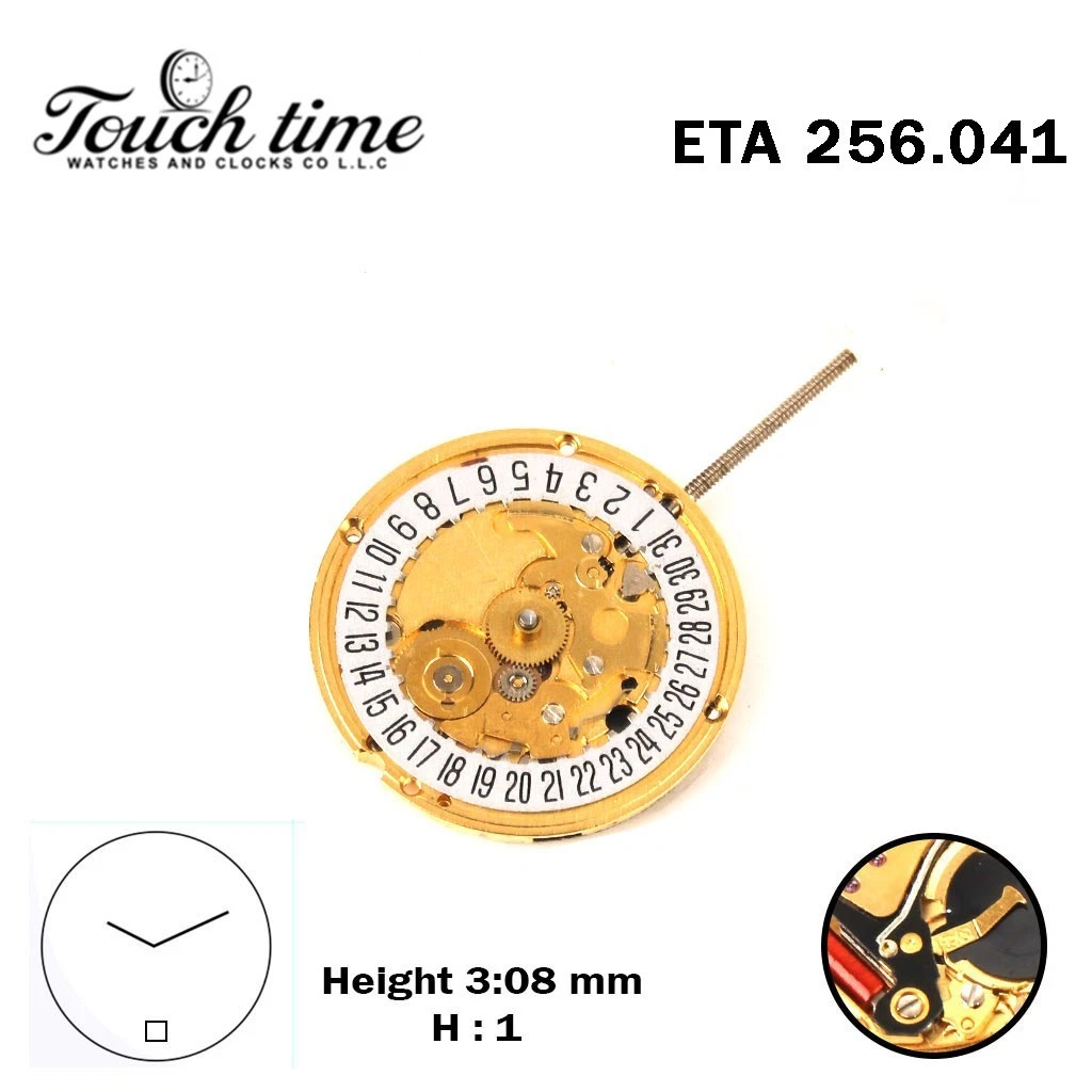 ETA 256.041 - حركة كوارتز - أسود Circuit - أبيض قرص عند 6 - الارتفاع: 3.09mm - 2 عقارب thumbnail 2
