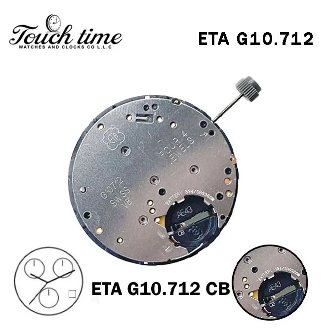 ETA G10.712 CB -Quartz Movement-White Date Disk At 4-Horizonal-3 Hands