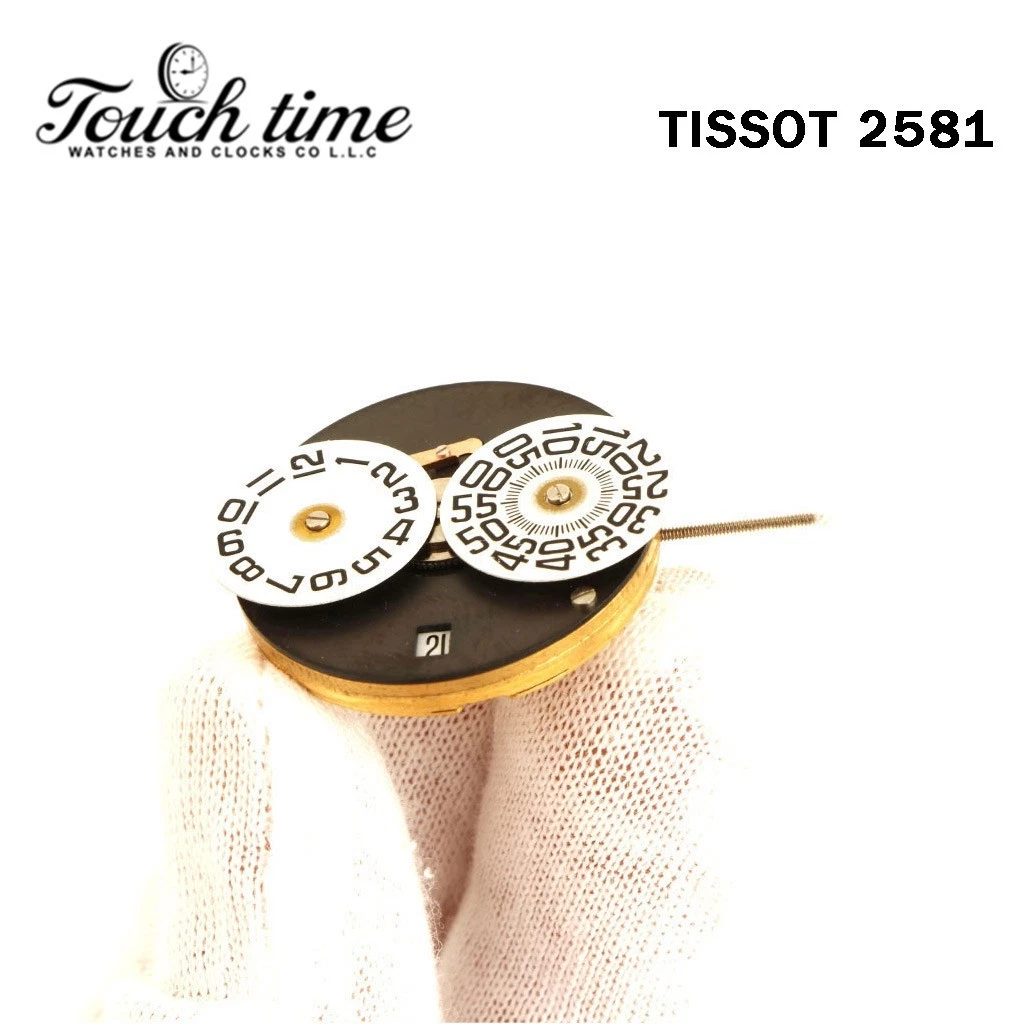 TISSOT 2581 - حركة أوتوماتيك سويسرية - أبيض قرص التاريخ - ذهبي. thumbnail 6