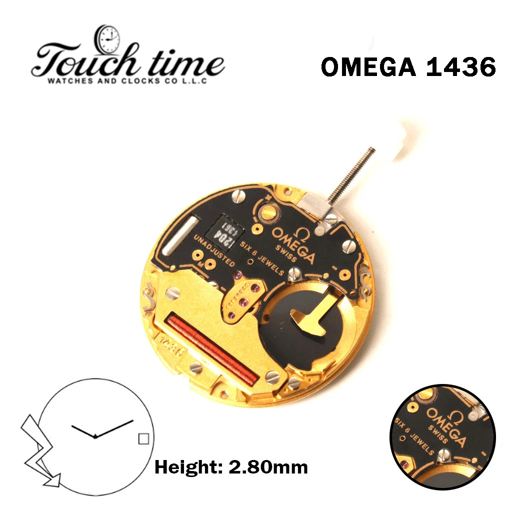 OMEGA 1436 Swiss Watch Movement-2 Hands-White Disk At 3-Height:2.80mm.