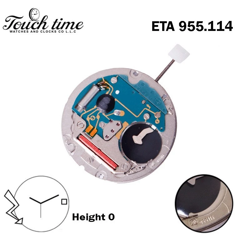 ETA 955.114 Swiss Movement- silver color-White Date Disk At 3-3 Hands-H:9.02mm.