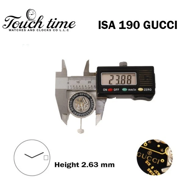 ISA 190 Swiss Made Quartz Movement- Black Date Disk At 3-2 Hands-6 jewels. thumbnail 4