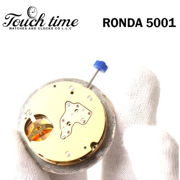 Ronda 5001 Swiss Made Watch Movement-Gold Plated- White Date Disk at 3-Used. thumbnail 4