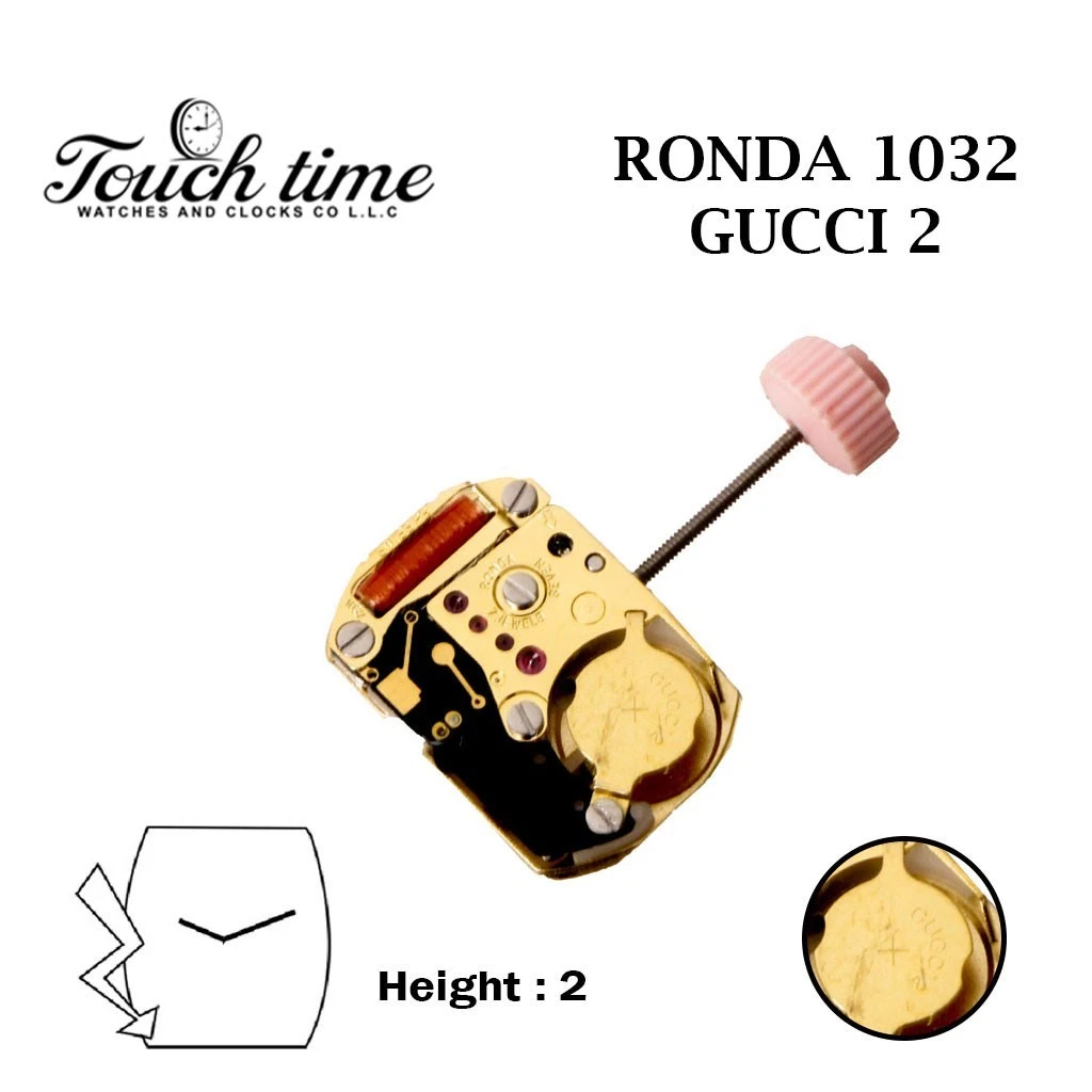 RONDA 1032 GUCCI-2 Swiss Made Watch Movement-Without Disk- 2 Hands- Height:2.