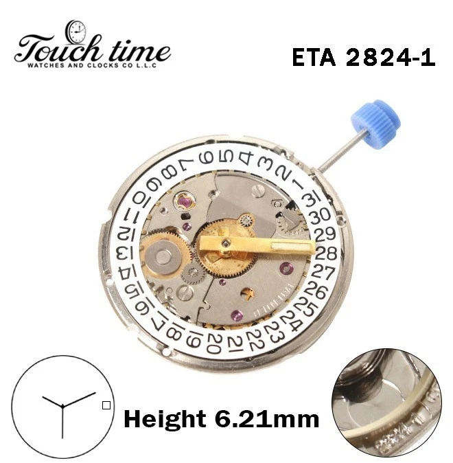 ETA 2824-1-RADO-Swiss Movement-White Date Disk At 3-H:6.21mm-3 Hands thumbnail 2