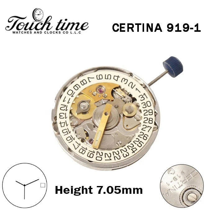 CERTINA 919-1-Swiss Quartz Movement-Beige Date Disk At 3-Height:7.05mm-3 Hands thumbnail 2