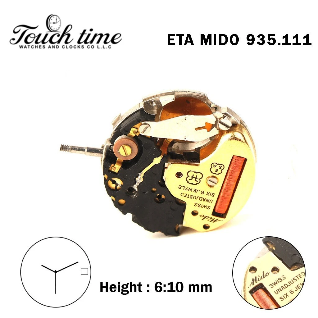 ETA 935.111-Swiss Movement-Height:6.10mm-White Date Disk At 3-3 Hands thumbnail 5