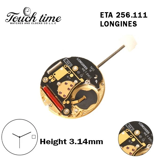 ETA 256.111-LONGINES-Quartz Movement-White Disk At 3-Height:3.14mm-3 Hands.